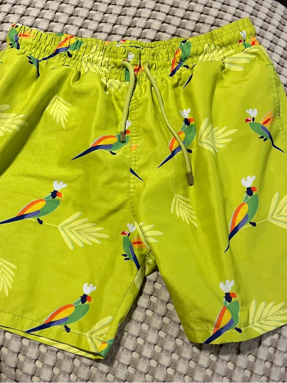 Vilebrequin Neon Lime Parrot Swim Trunks